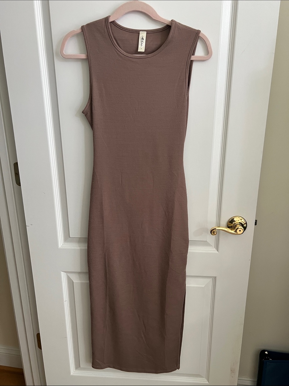 mahina Sleeveless Midi Bodycon Dress in Mauve Brown